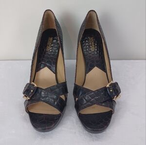 MICHAEL Michael Kors Leather Snake Embossed Platform Pump